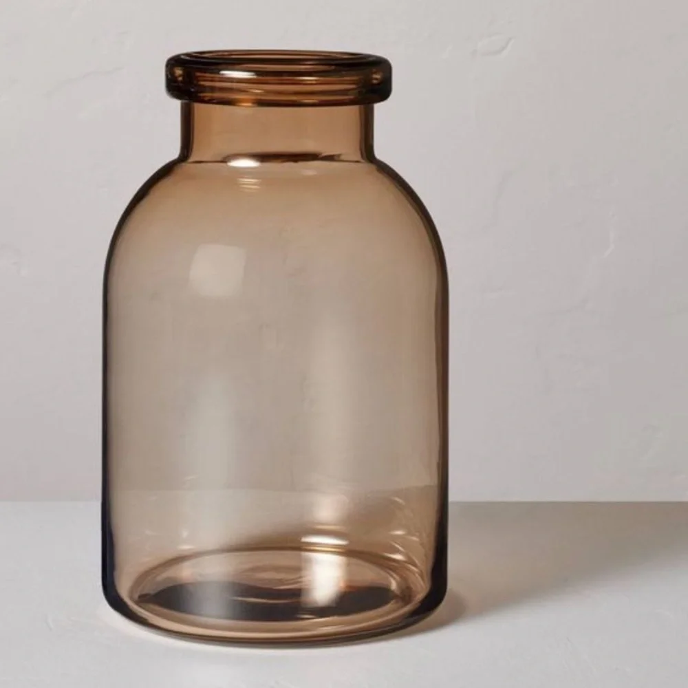 NWT Tinted Brown Glass Jug Vase 12